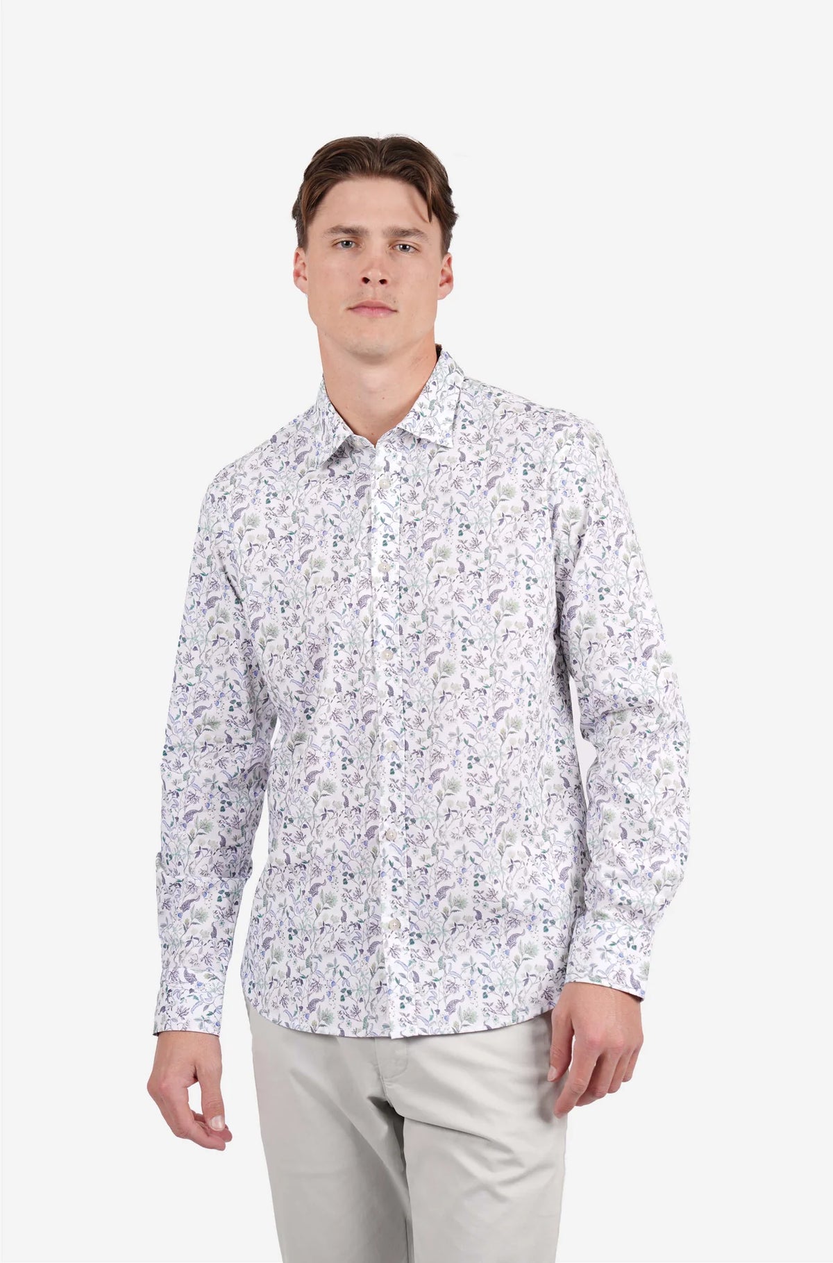JAMES HARPER SICILY FLORAL PRINT COTTON POPLIN L/S SHIRT JHS722