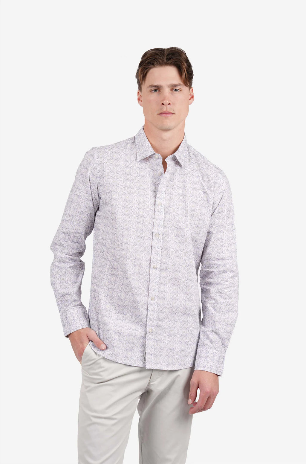 JAMES HARPER POSITANO PRINT COTTON POPLIN L/S SHIRT JHS724