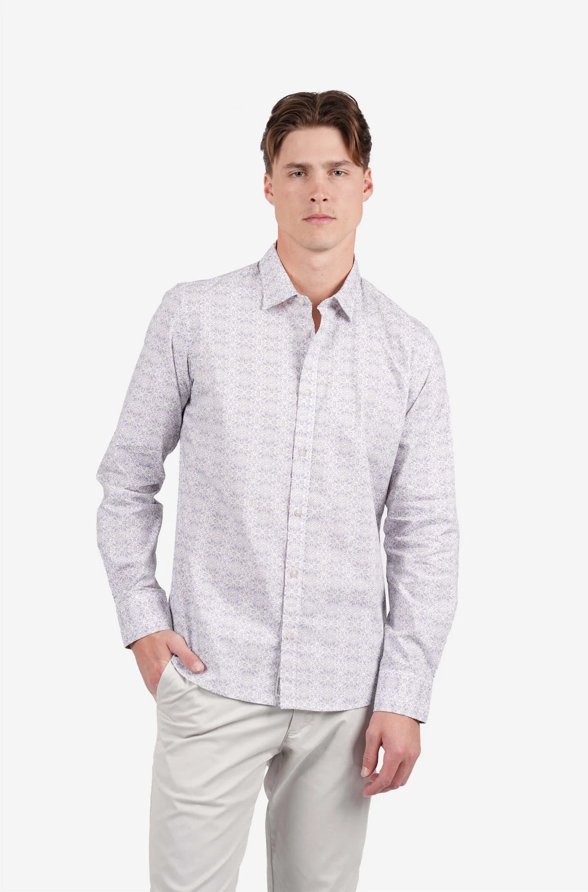 JAMES HARPER POSITANO PRINT COTTON POPLIN L/S SHIRT JHS724
