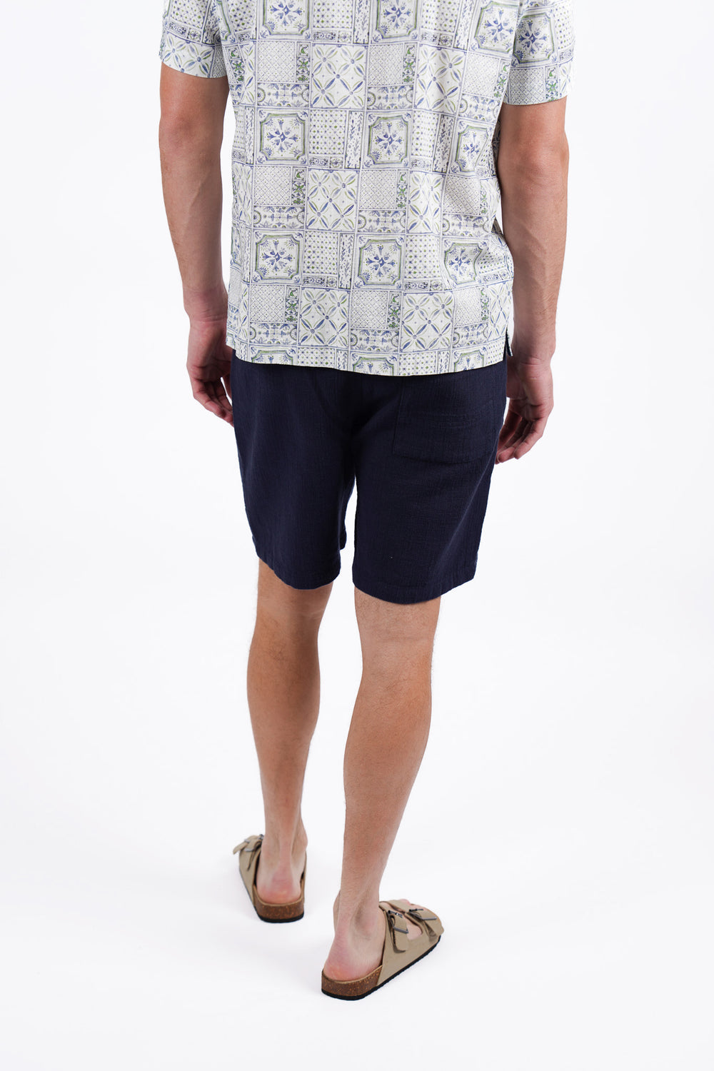 James Harper Cotton Elasticated Waist Relaxed Fit Short JHSH40 in navy, detail
