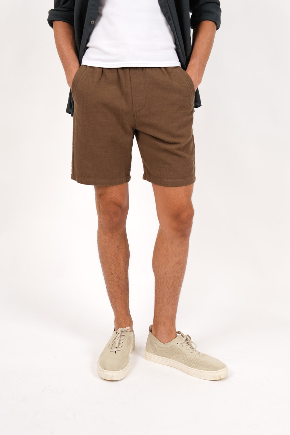 James Harper Cotton Elasticated Waist Relaxed Fit Short JHSH40 in olive at Hartfords Menswear