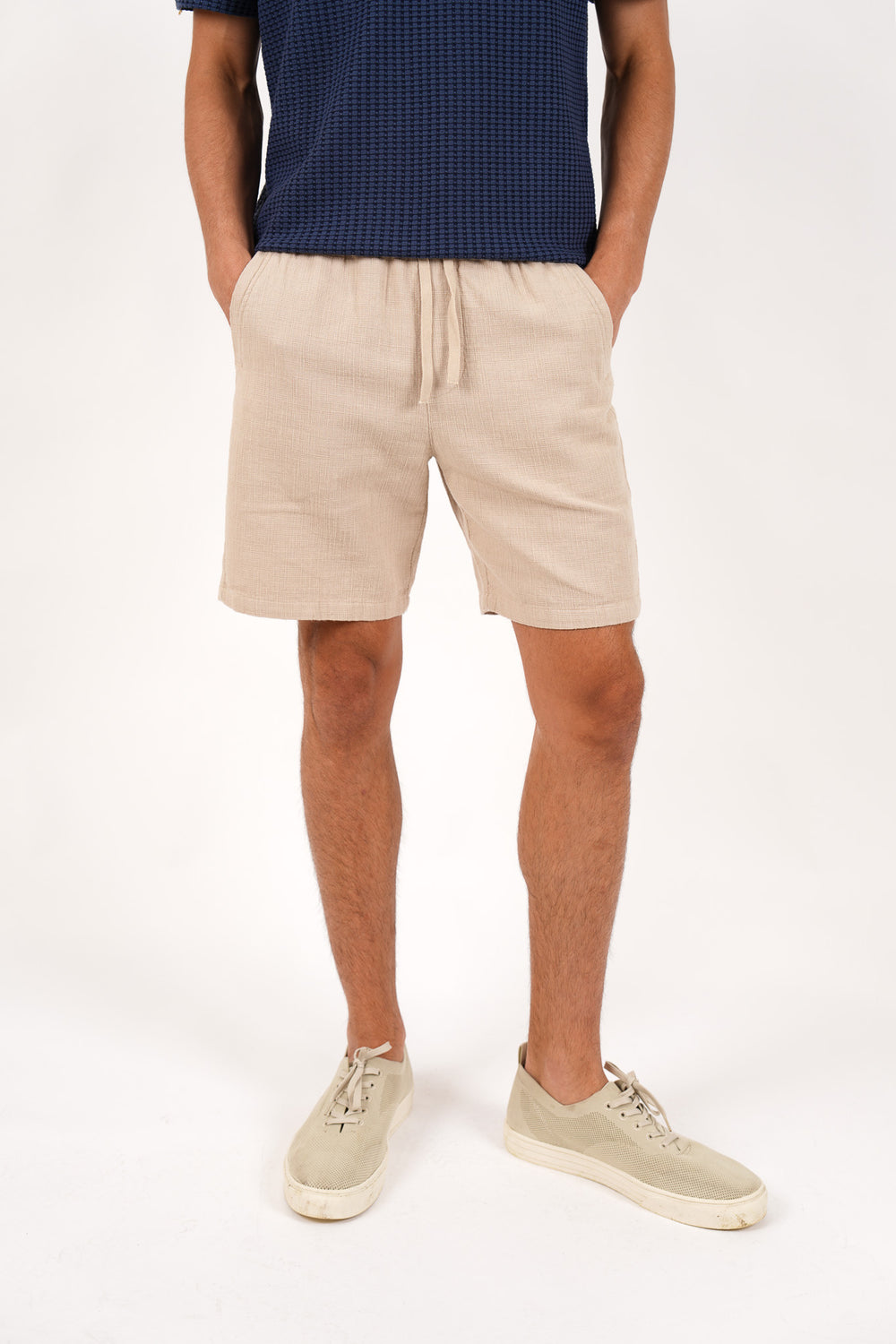 James Harper Cotton Elasticated Waist Relaxed Fit Short JHSH40 in pebble at Hartfords Menswear