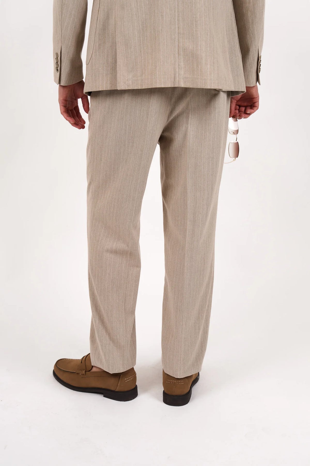 JAMES HARPER LINEN BLEND RELAXED FIT PIN STRIPE PLEATED TROUSER JHTR65