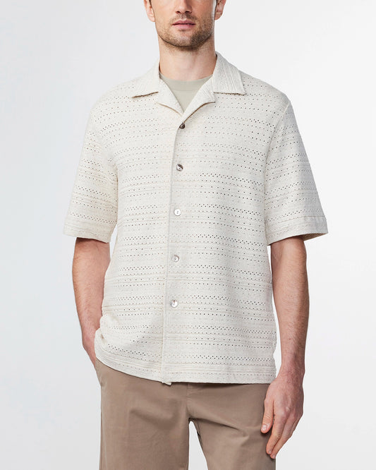 NN07 JULIO POINTELLE KNIT S/S LINEN BLEND SHIRT 3378