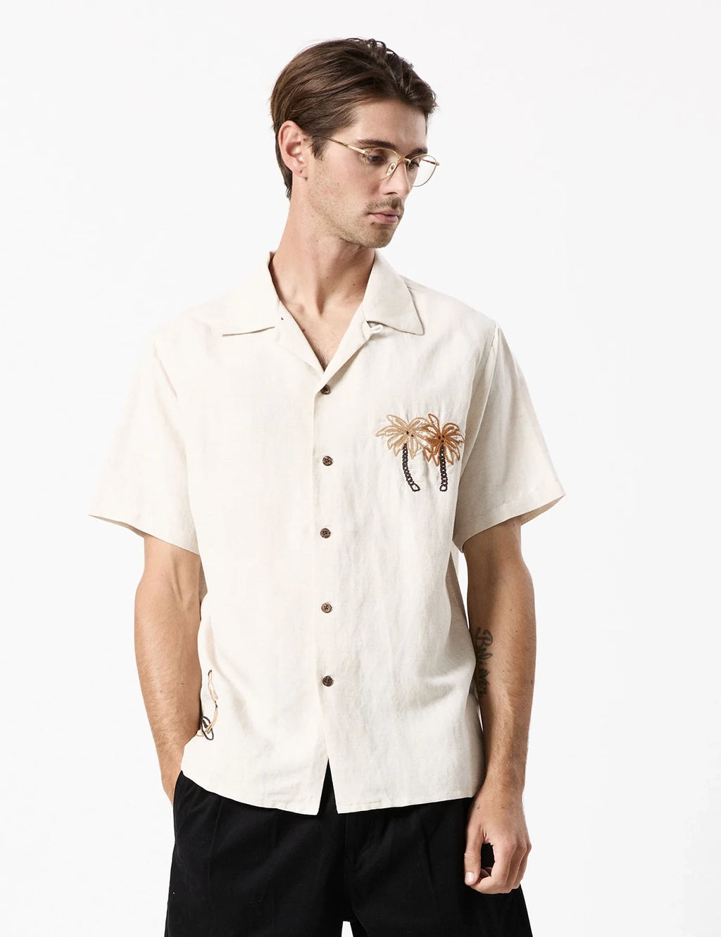 MR SIMPLE COCO EMBROIDERED CUBAN S/S BOWLER SHIRT BM043306