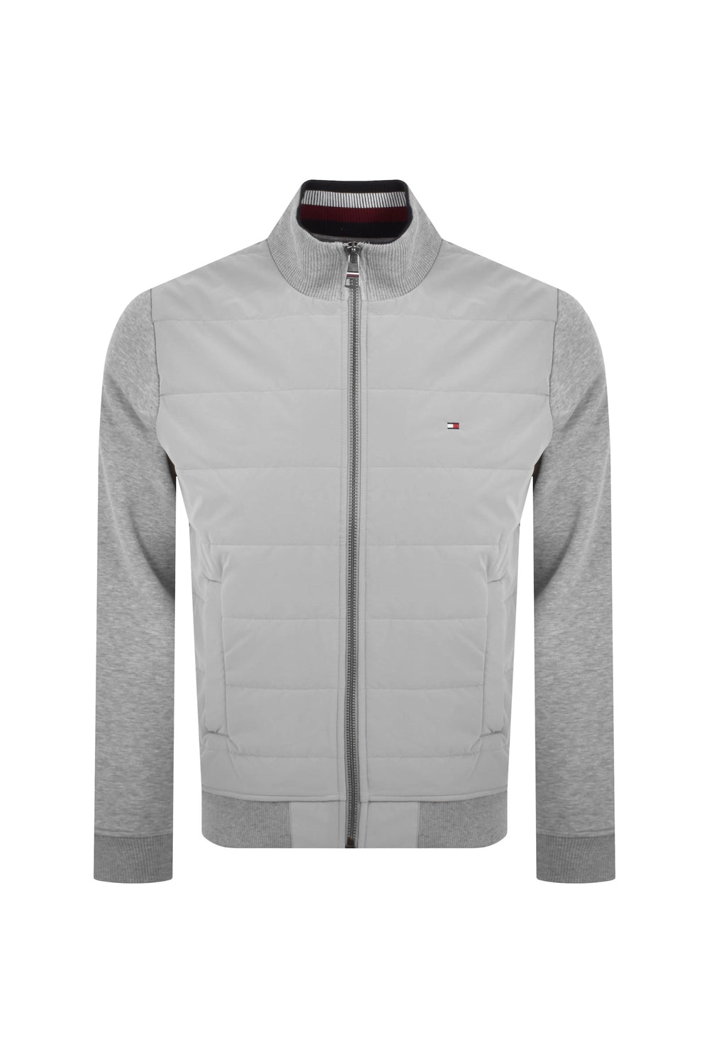 TOMMY HILFIGER MIX MEDIA ZIP THRU STAND COLLAR SWEATSHIRT JACKET MW0MW35543