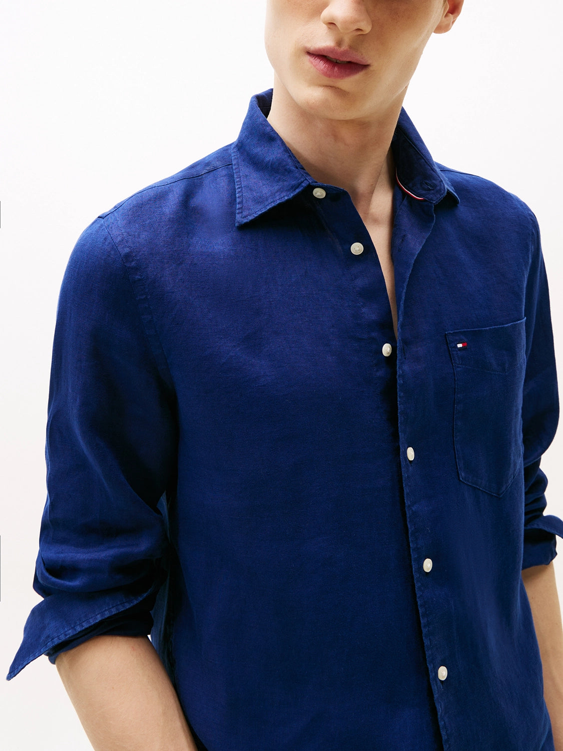 TOMMY HILFIGER PIECE DYE REG FIT L/S LINEN SHIRT MW0MW39425