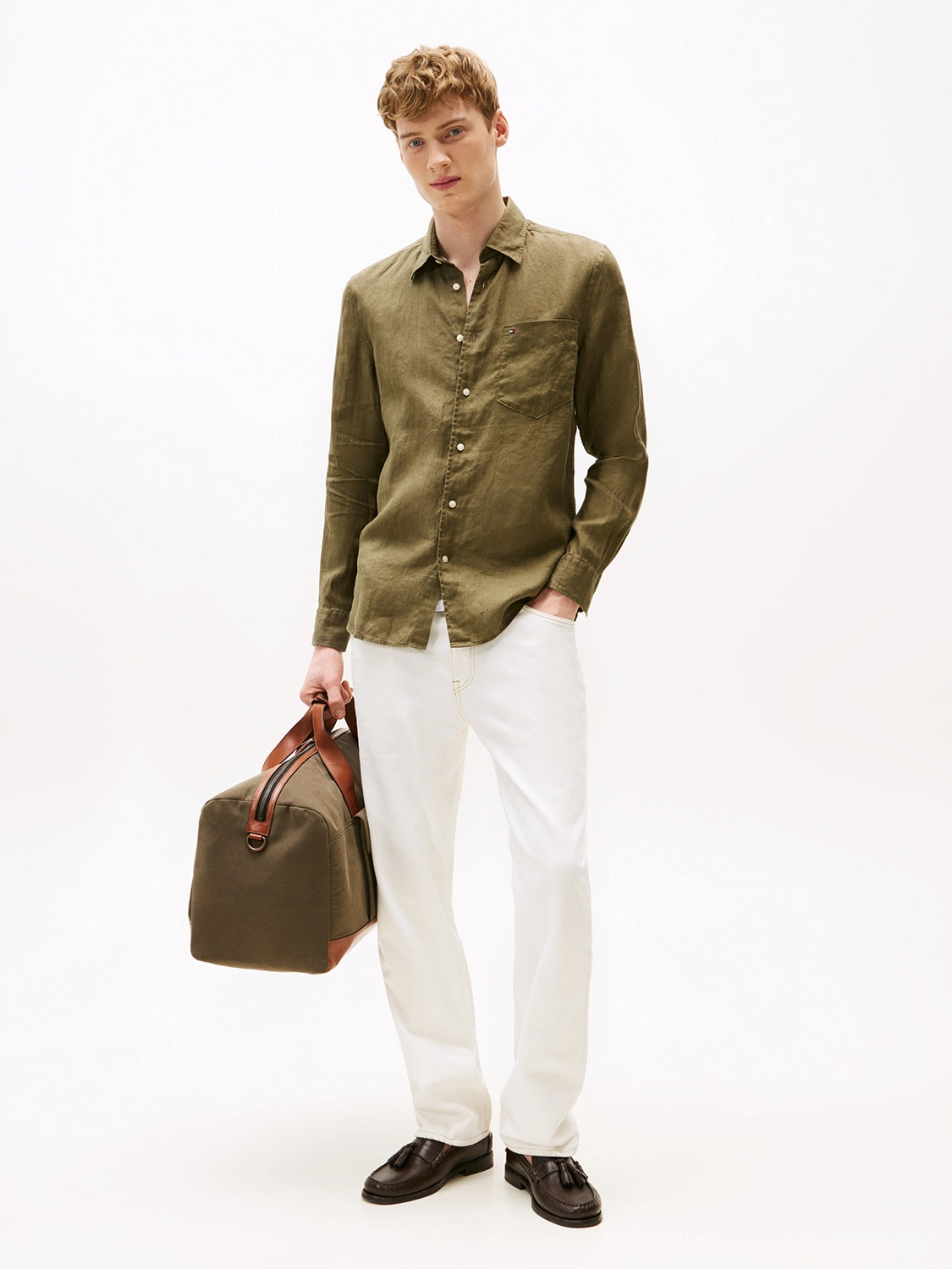 TOMMY HILFIGER PIECE DYE REG FIT L/S LINEN SHIRT MW0MW39425