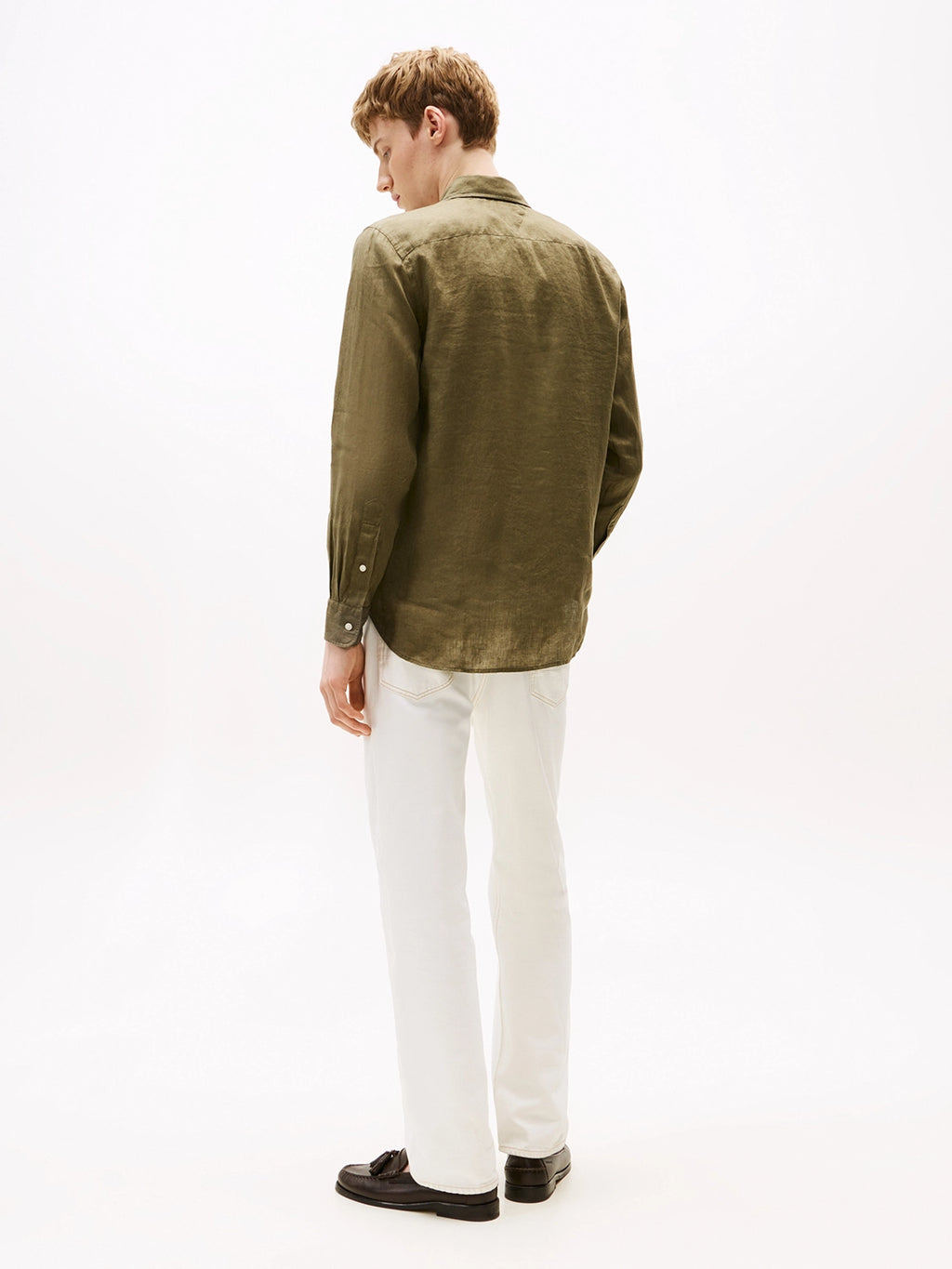 TOMMY HILFIGER PIECE DYE REG FIT L/S LINEN SHIRT MW0MW39425