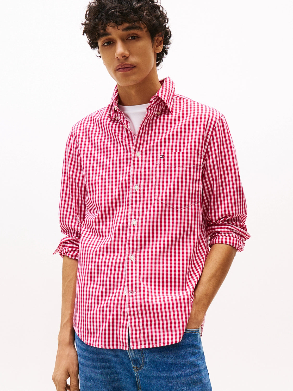 TOMMY HILFIGER COTTON POPLIN MINI GINGHAM CHECK L/S SHIRT MW0MW39452