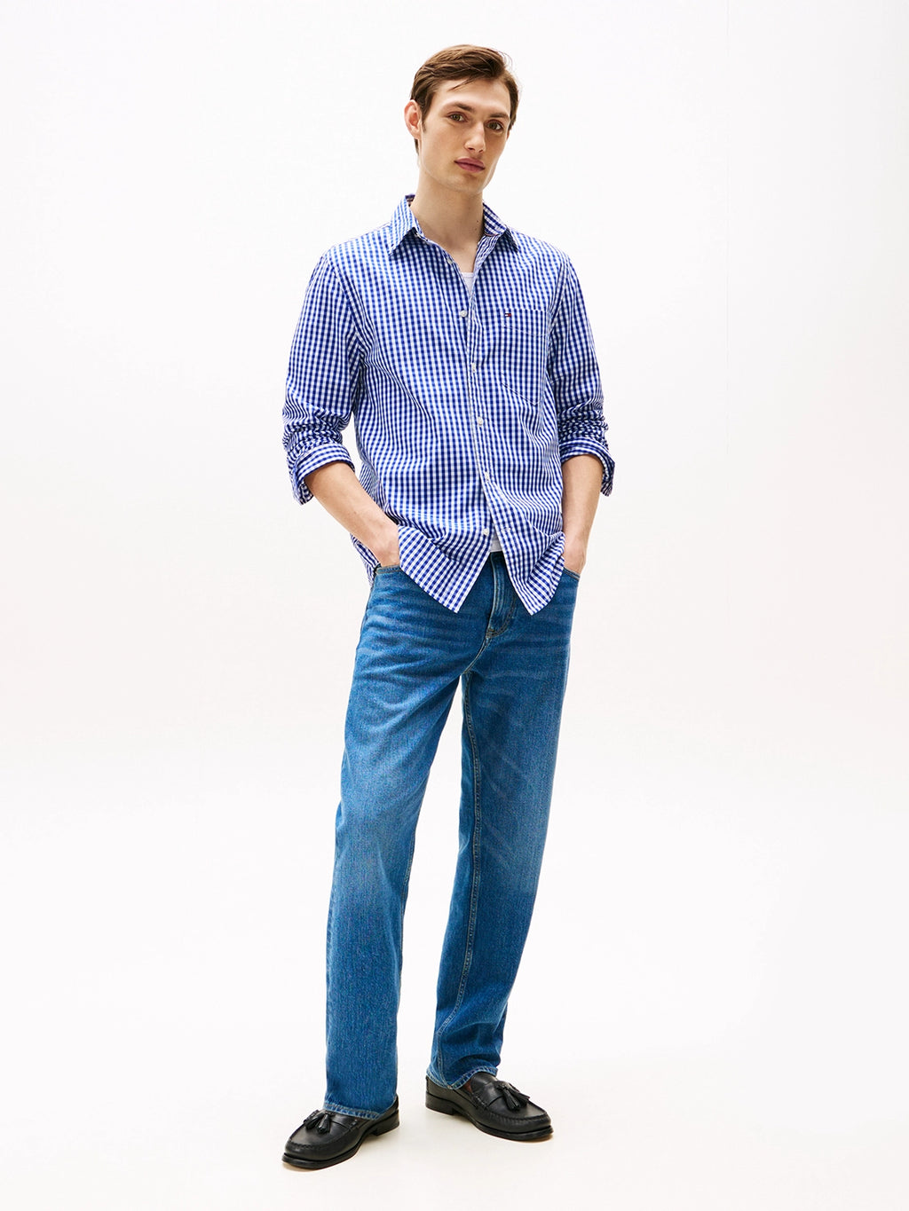TOMMY HILFIGER COTTON POPLIN MINI GINGHAM CHECK L/S SHIRT MW0MW39452