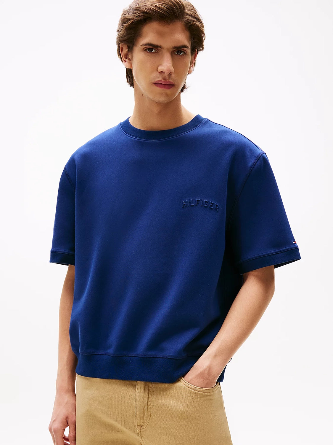 TOMMY HILFIGER SMALL EMBOSSED S/S SWEATSHIRT MW0MW39864