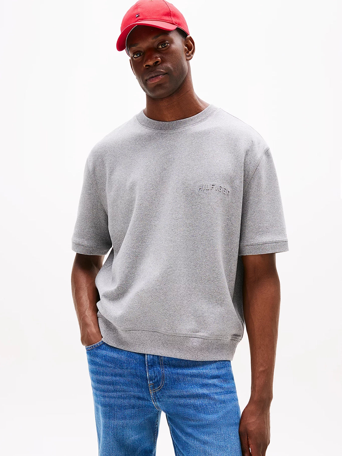 TOMMY HILFIGER SMALL EMBOSSED S/S SWEATSHIRT MW0MW39864