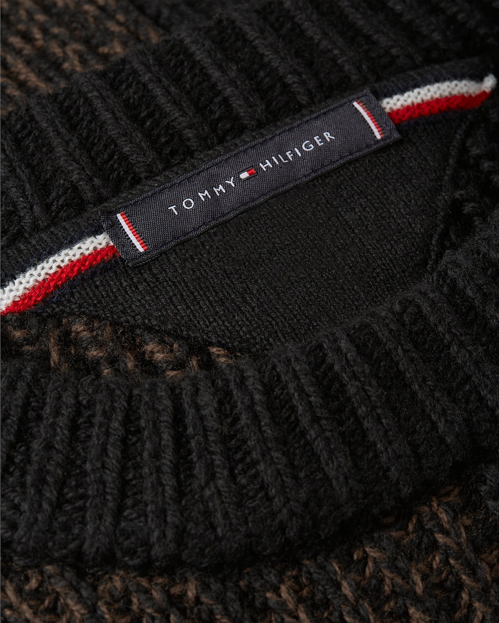TOMMY HILFIGER BUFFALO CHECK WOOL COTTON CHUNKY KNIT MW0MW40800