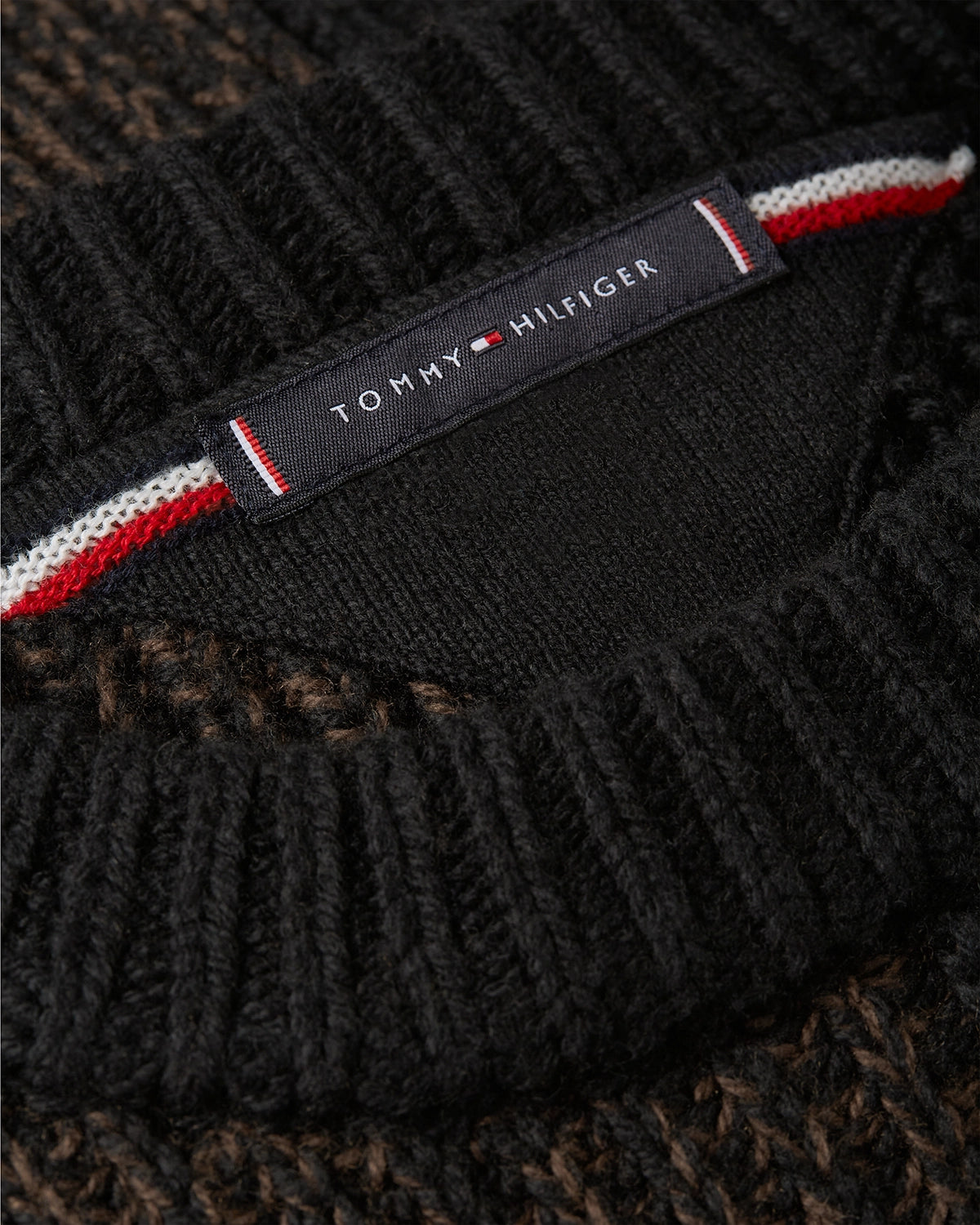 TOMMY HILFIGER BUFFALO CHECK WOOL COTTON CHUNKY KNIT MW0MW40800
