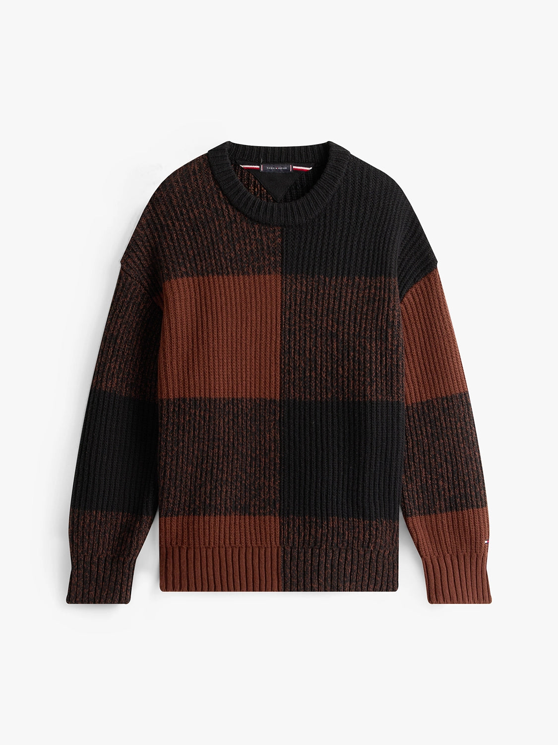 TOMMY HILFIGER BUFFALO CHECK WOOL COTTON CHUNKY KNIT MW0MW40800