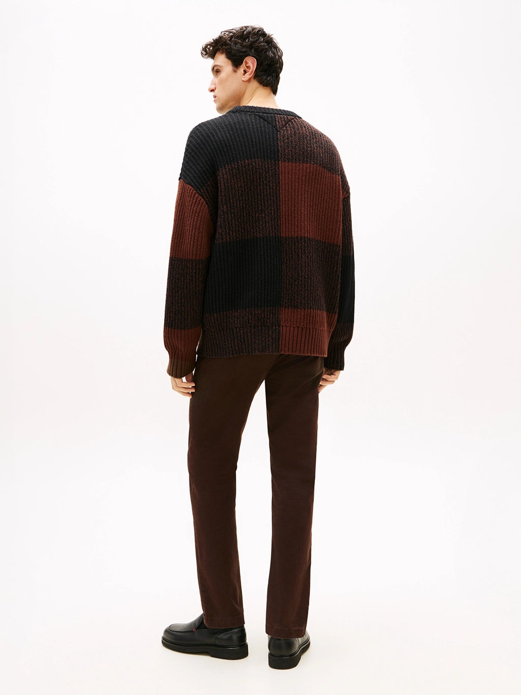 TOMMY HILFIGER BUFFALO CHECK WOOL COTTON CHUNKY KNIT MW0MW40800