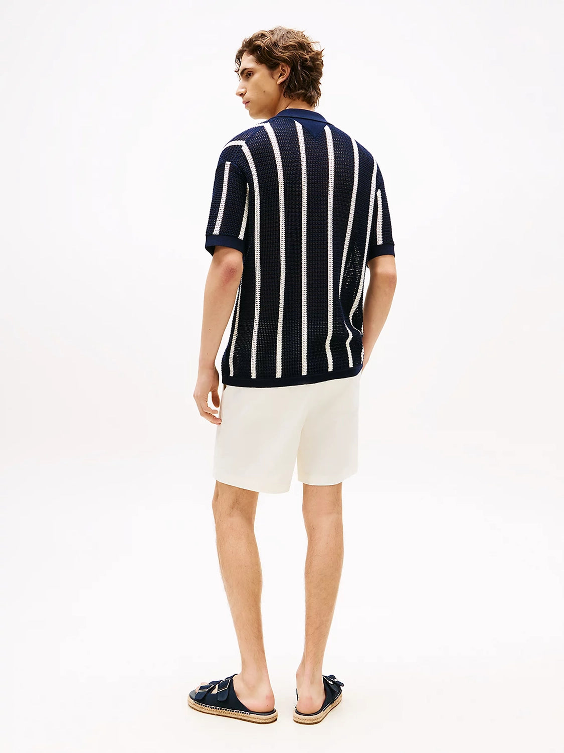 TOMMY HILFIGER VERTICAL STRIPE OPEN KNIT S/S SHIRT MW0MW41225