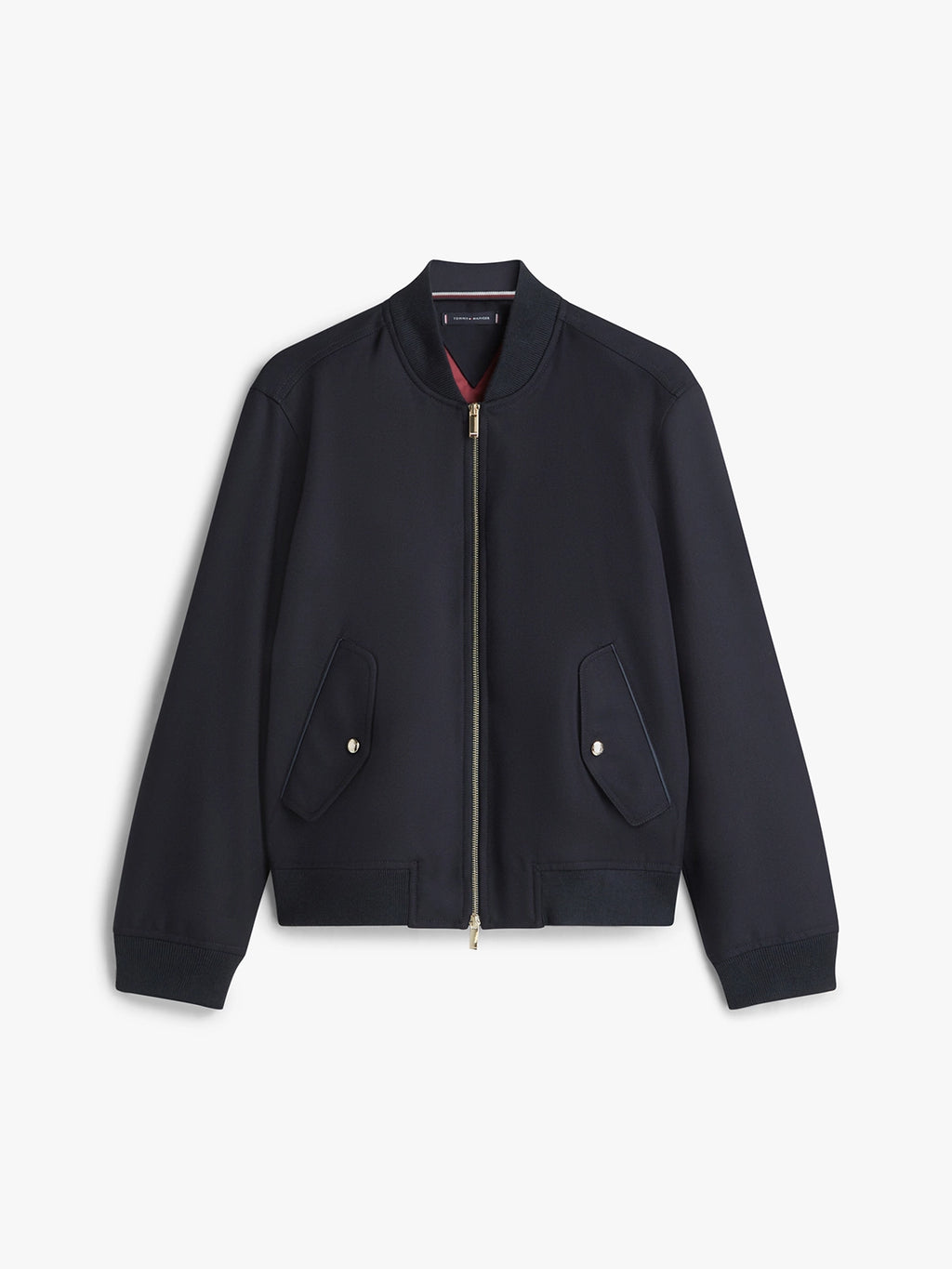 TOMMY HILFIGER DARK NIGHT FINE WOOL BOMBER WITH PIPING MW0MW41885