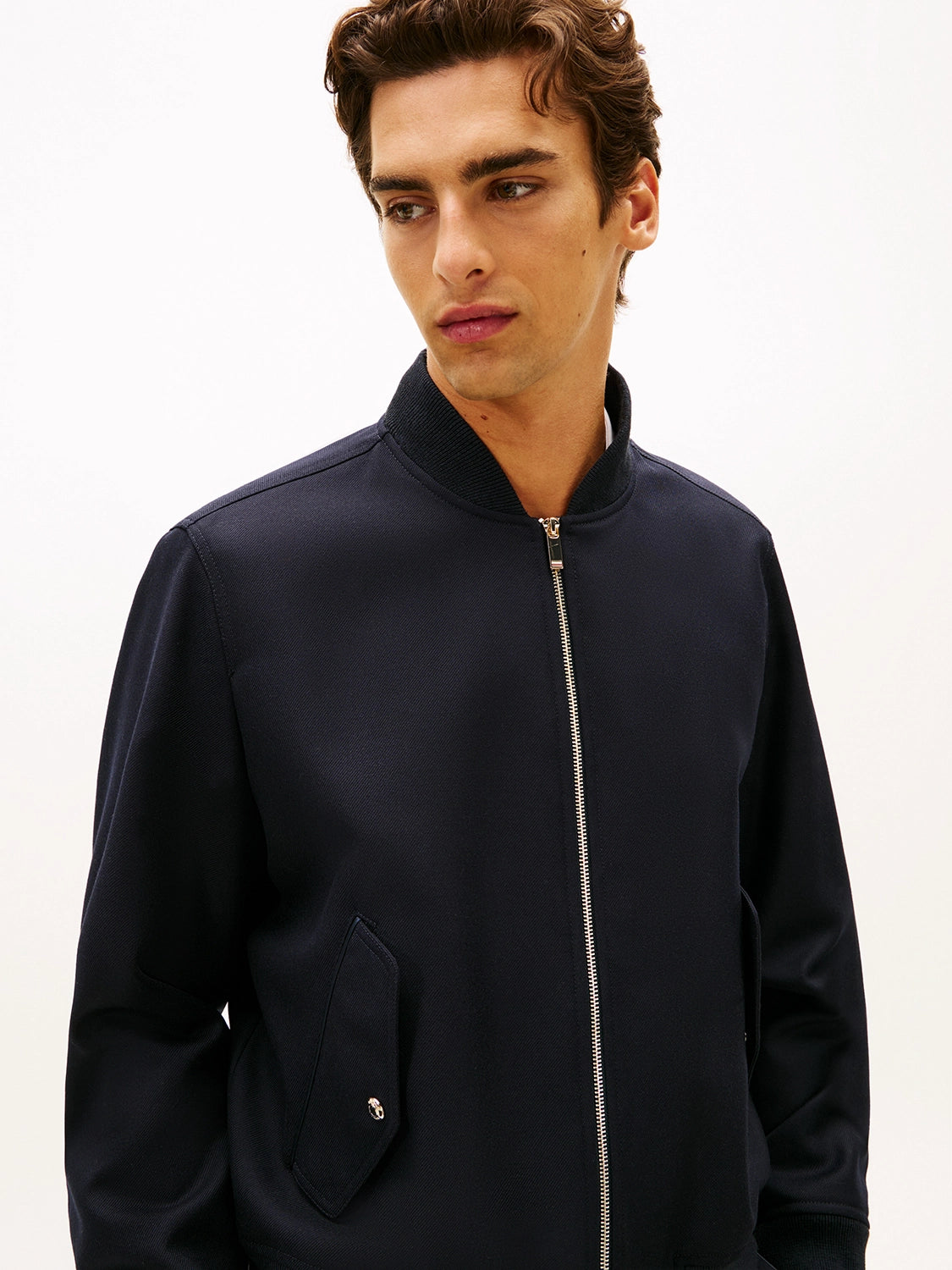 TOMMY HILFIGER DARK NIGHT FINE WOOL BOMBER WITH PIPING MW0MW41885