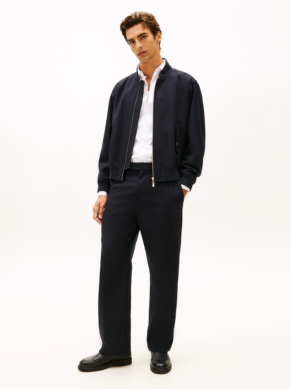 TOMMY HILFIGER DARK NIGHT FINE WOOL BOMBER WITH PIPING MW0MW41885