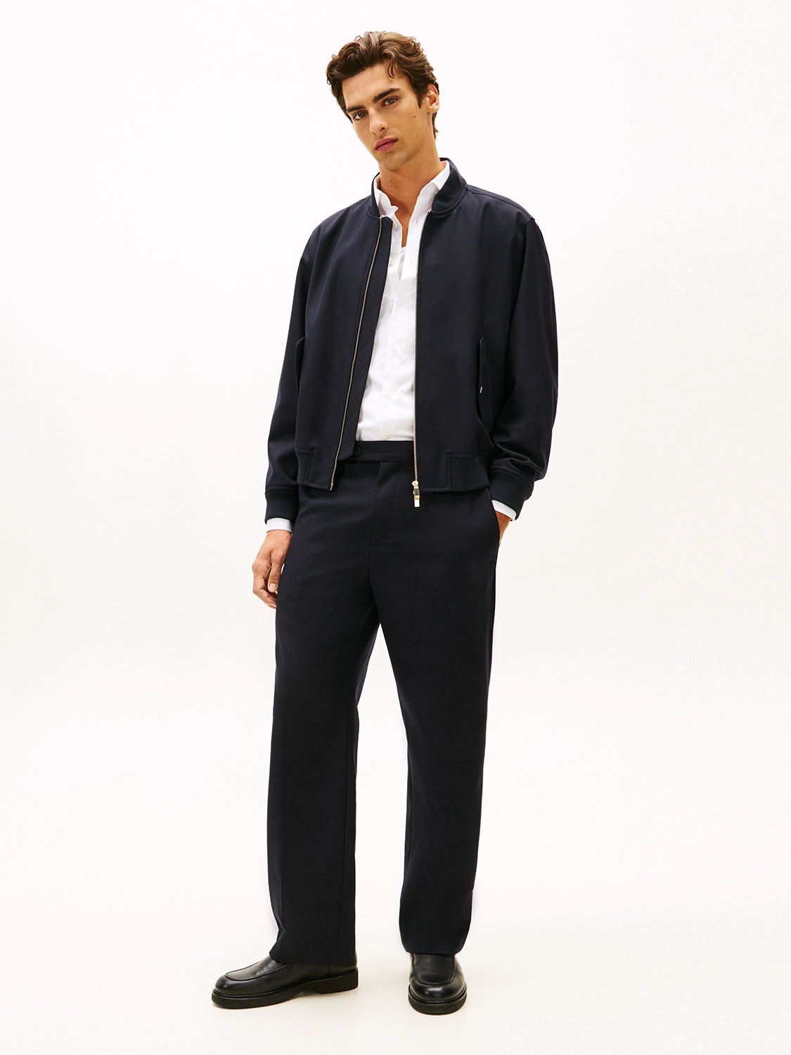 TOMMY HILFIGER DARK NIGHT FINE WOOL BOMBER WITH PIPING MW0MW41885