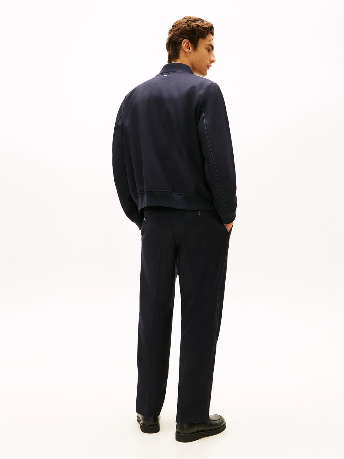 TOMMY HILFIGER DARK NIGHT FINE WOOL BOMBER WITH PIPING MW0MW41885