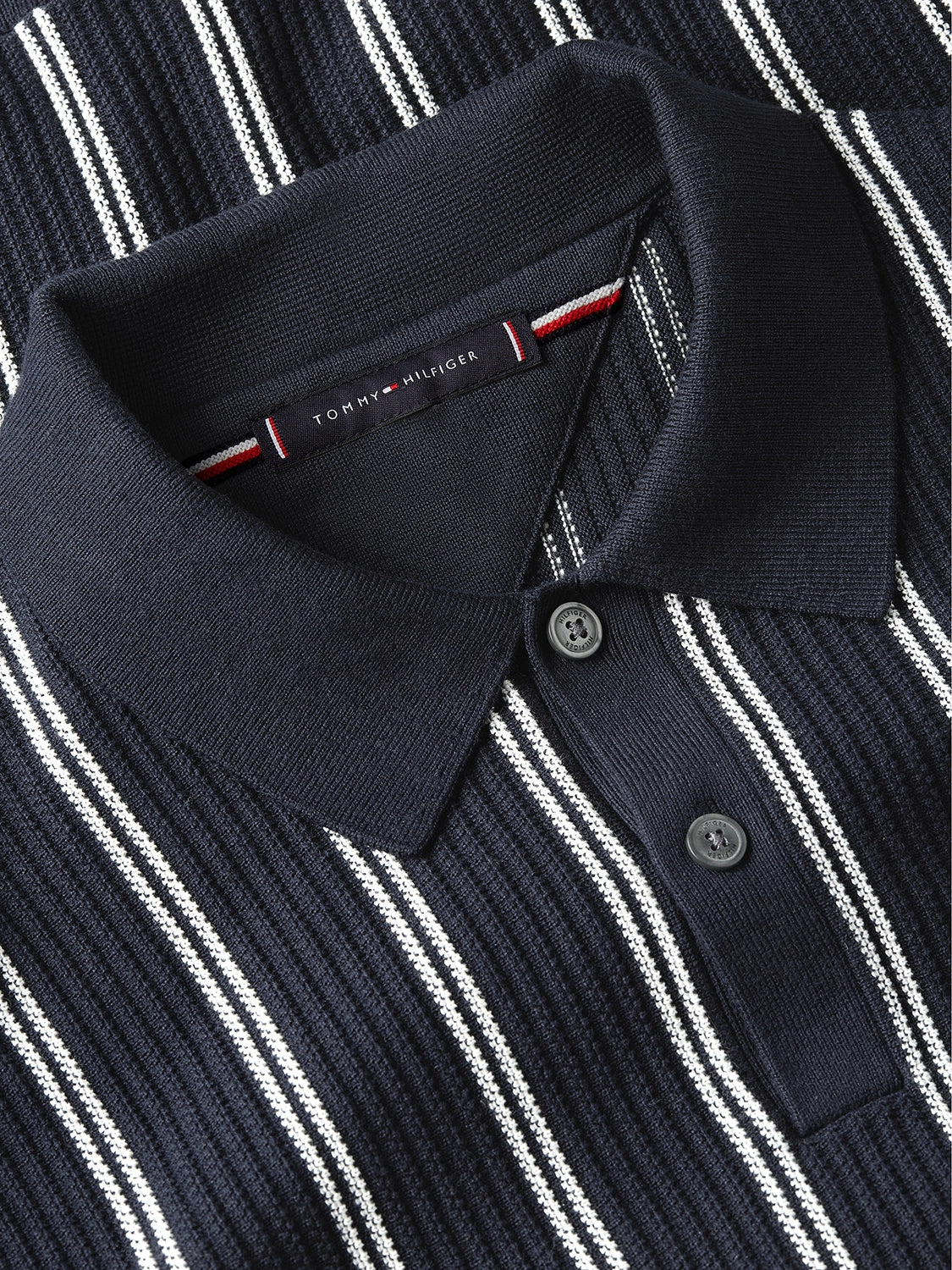 TOMMY HILFIGER KNITTED VERTICAL STRIPE POLO MW0MW41949