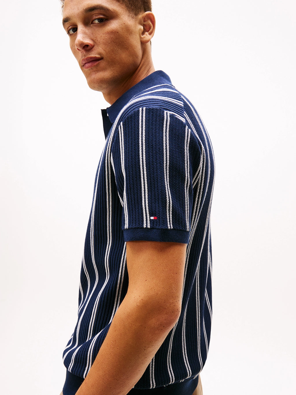 TOMMY HILFIGER KNITTED VERTICAL STRIPE POLO MW0MW41949