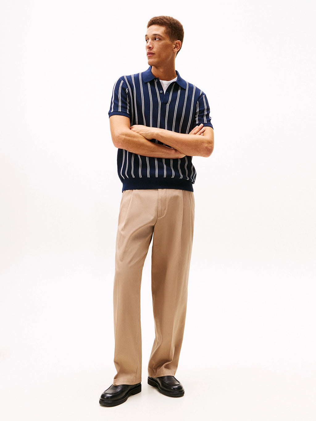 TOMMY HILFIGER KNITTED VERTICAL STRIPE POLO MW0MW41949
