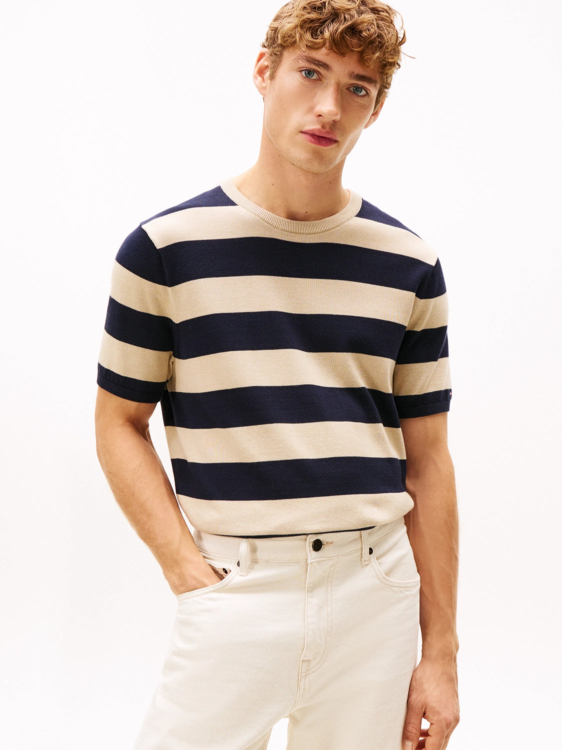 TOMMY HILFIGER ESSENTIAL STRIPE COTTON S/S CREWNECK KNIT MW0MW41950