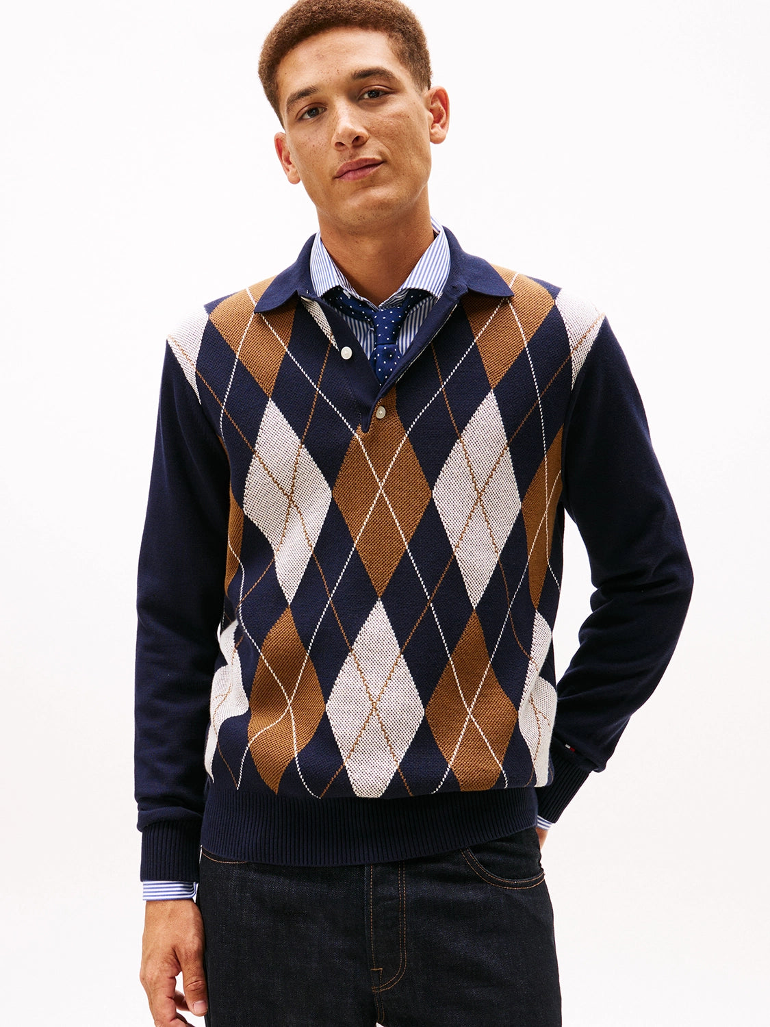 TOMMY HILFIGER ARGYLE L/S RUGBY KNIT MW0MW42614