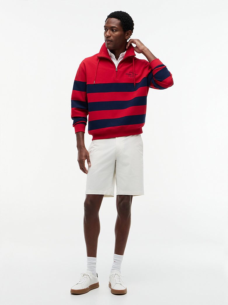 TOMMY HILFIGER NAUTICAL BLOCK STRIPE 1/4 ZIP SWEATSHIRT MW0MW43190