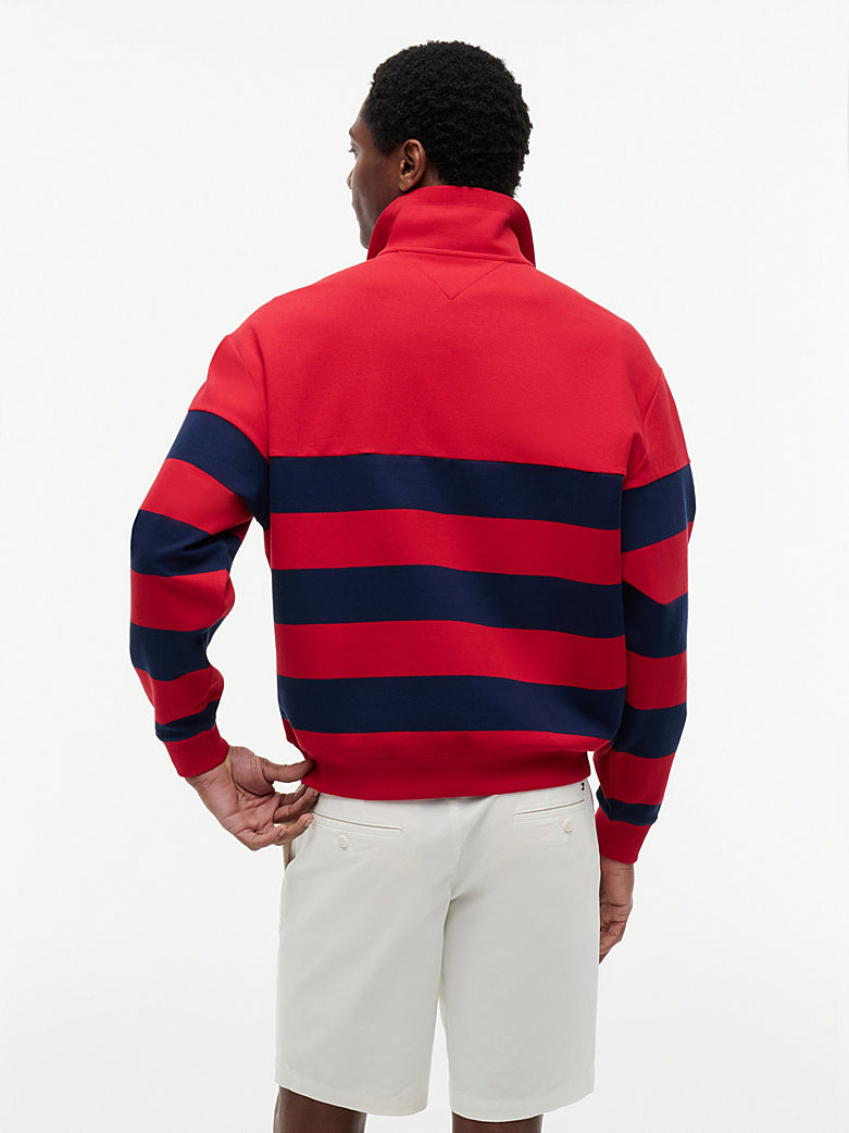 TOMMY HILFIGER NAUTICAL BLOCK STRIPE 1/4 ZIP SWEATSHIRT MW0MW43190