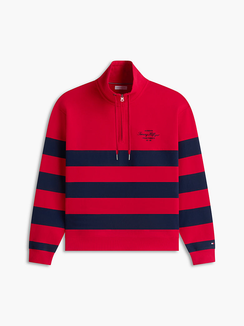 TOMMY HILFIGER NAUTICAL BLOCK STRIPE 1/4 ZIP SWEATSHIRT MW0MW43190