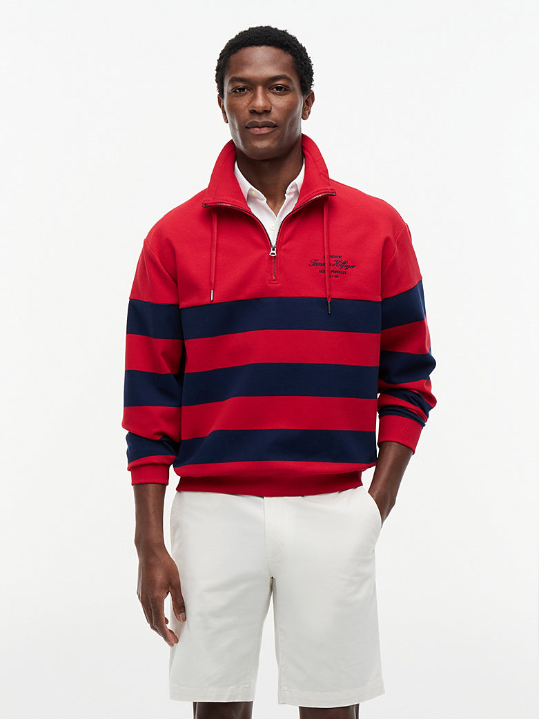 TOMMY HILFIGER NAUTICAL BLOCK STRIPE 1/4 ZIP SWEATSHIRT MW0MW43190