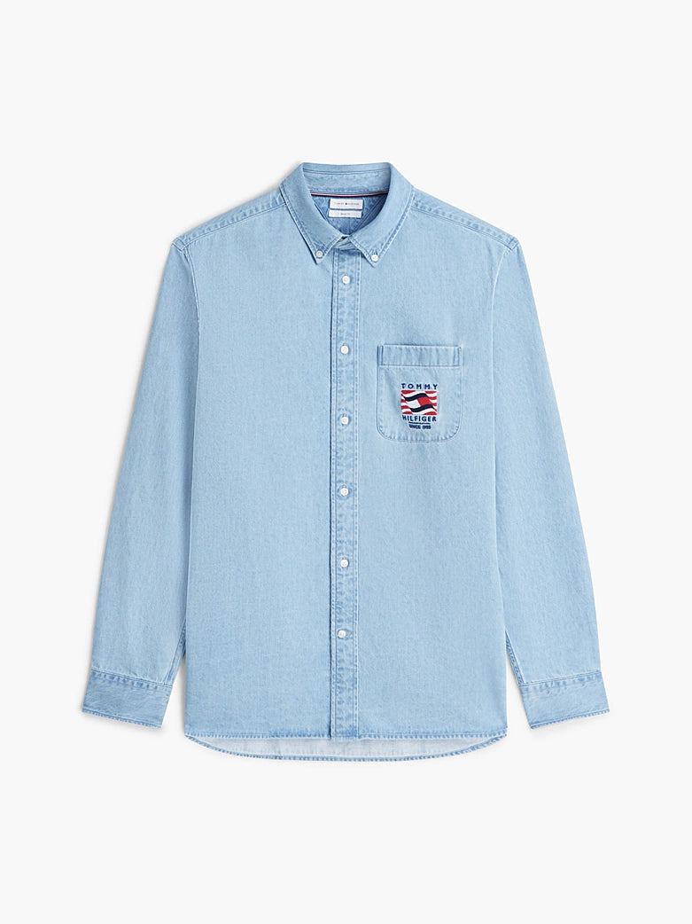 TOMMY HILFIGER AMERICANA DENIM EMB L/S SHIRT MW0MW44268
