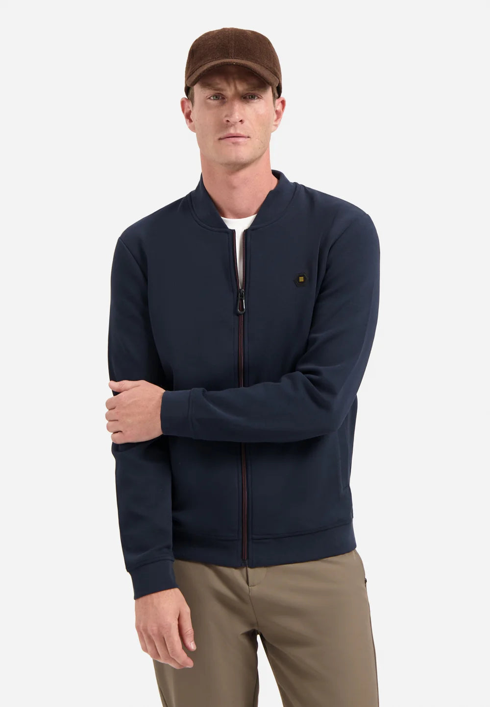 NO EXCESS FULL ZIP PIQUE KNITTED BOMBER SWEATSHIRT N1006