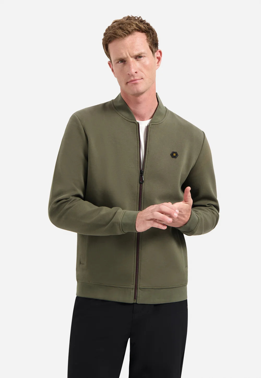 NO EXCESS FULL ZIP PIQUE KNITTED BOMBER SWEATSHIRT N1006