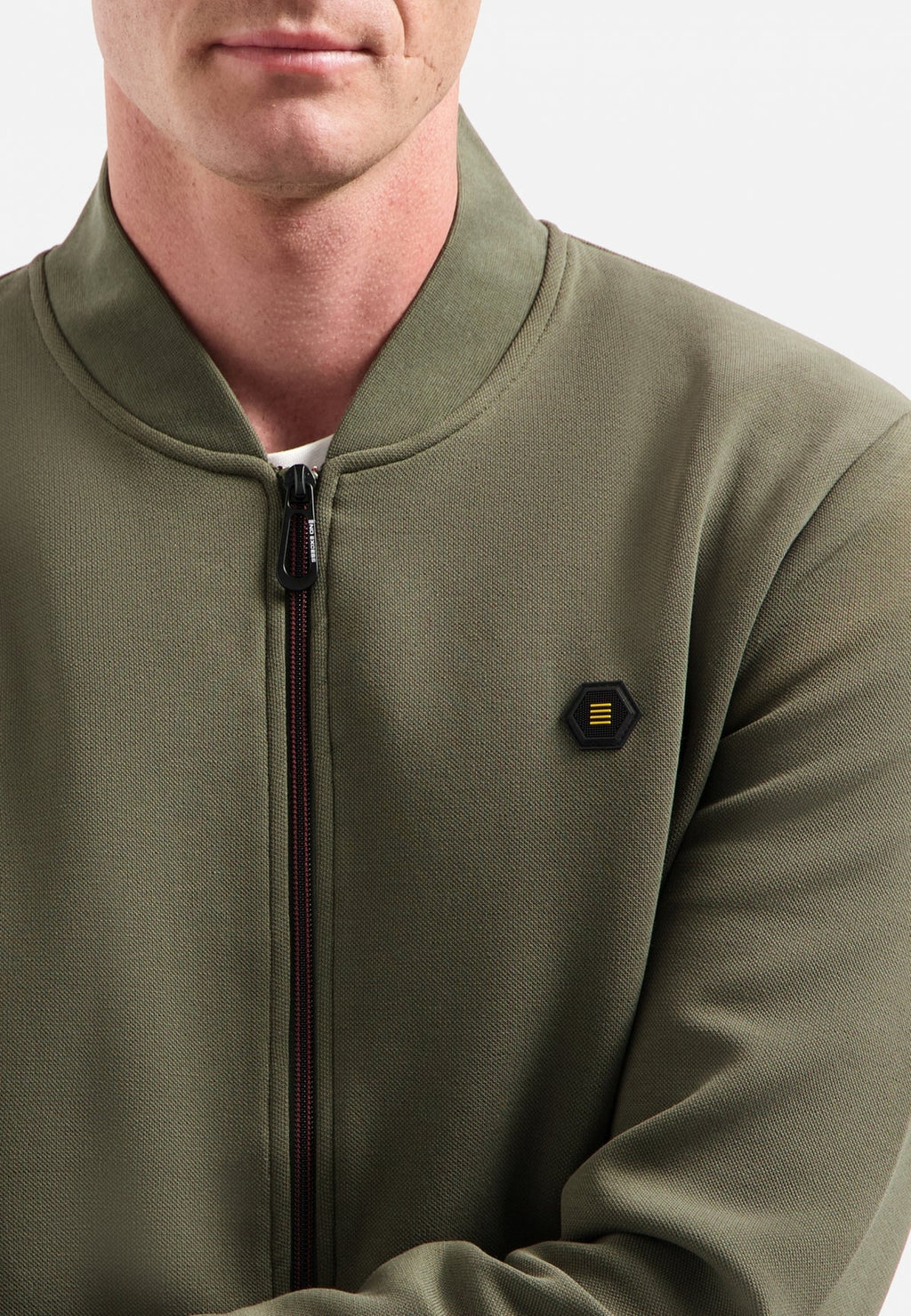 NO EXCESS FULL ZIP PIQUE KNITTED BOMBER SWEATSHIRT N1006