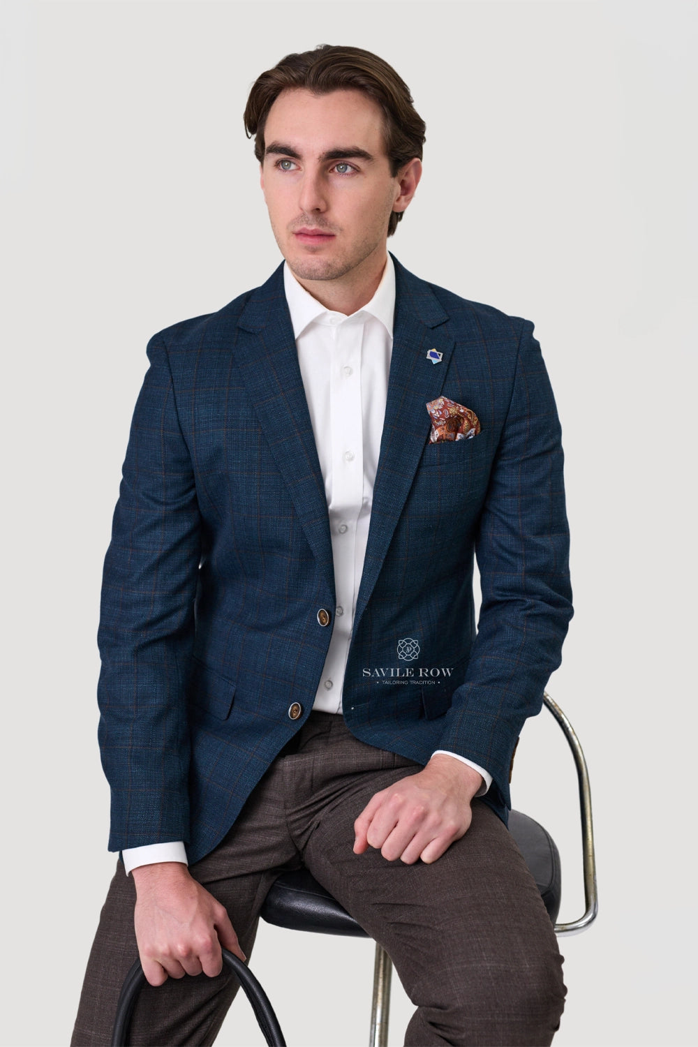 SAVILE ROW ABRAM WOOL LINEN MIX BW6 CHECK BLAZER SJ01BBA