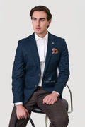 SAVILE ROW ABRAM WOOL LINEN MIX BW6 CHECK BLAZER SJ01BBA