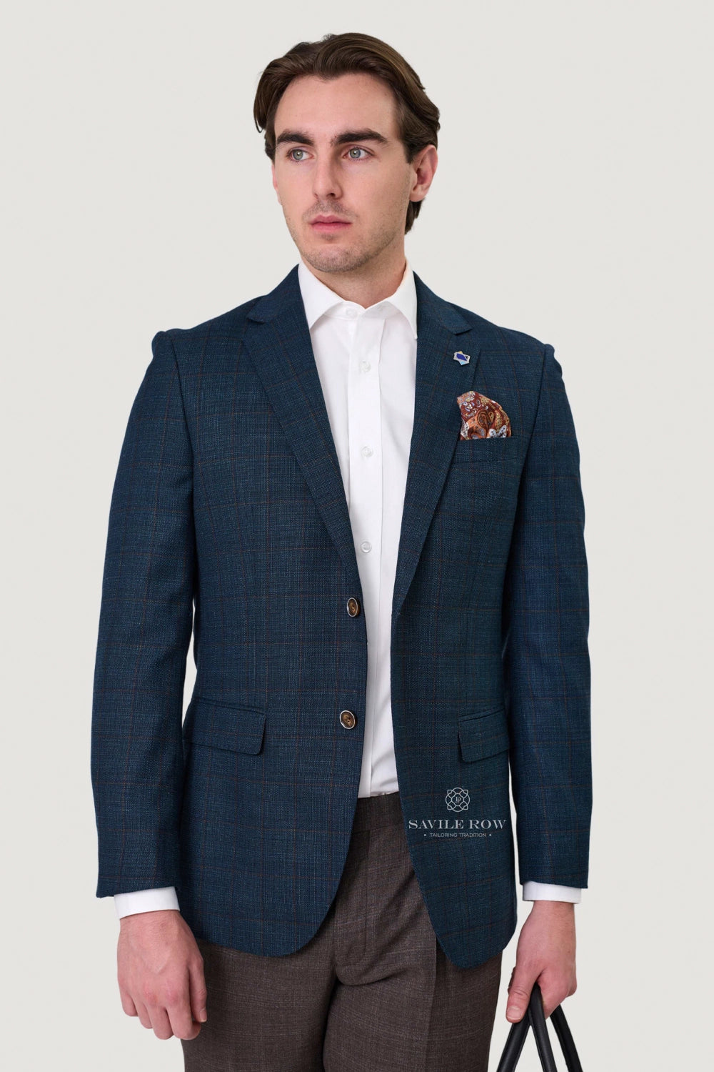 SAVILE ROW ABRAM WOOL LINEN MIX BW6 CHECK BLAZER SJ01BBA