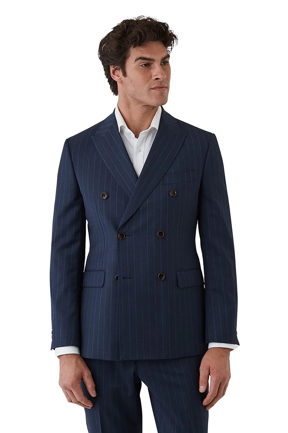 DOM BAGNATO TOMMASO 100% WOOL DOUBLE BREASTED PINSTRIPE SUIT JACKET FDU4174