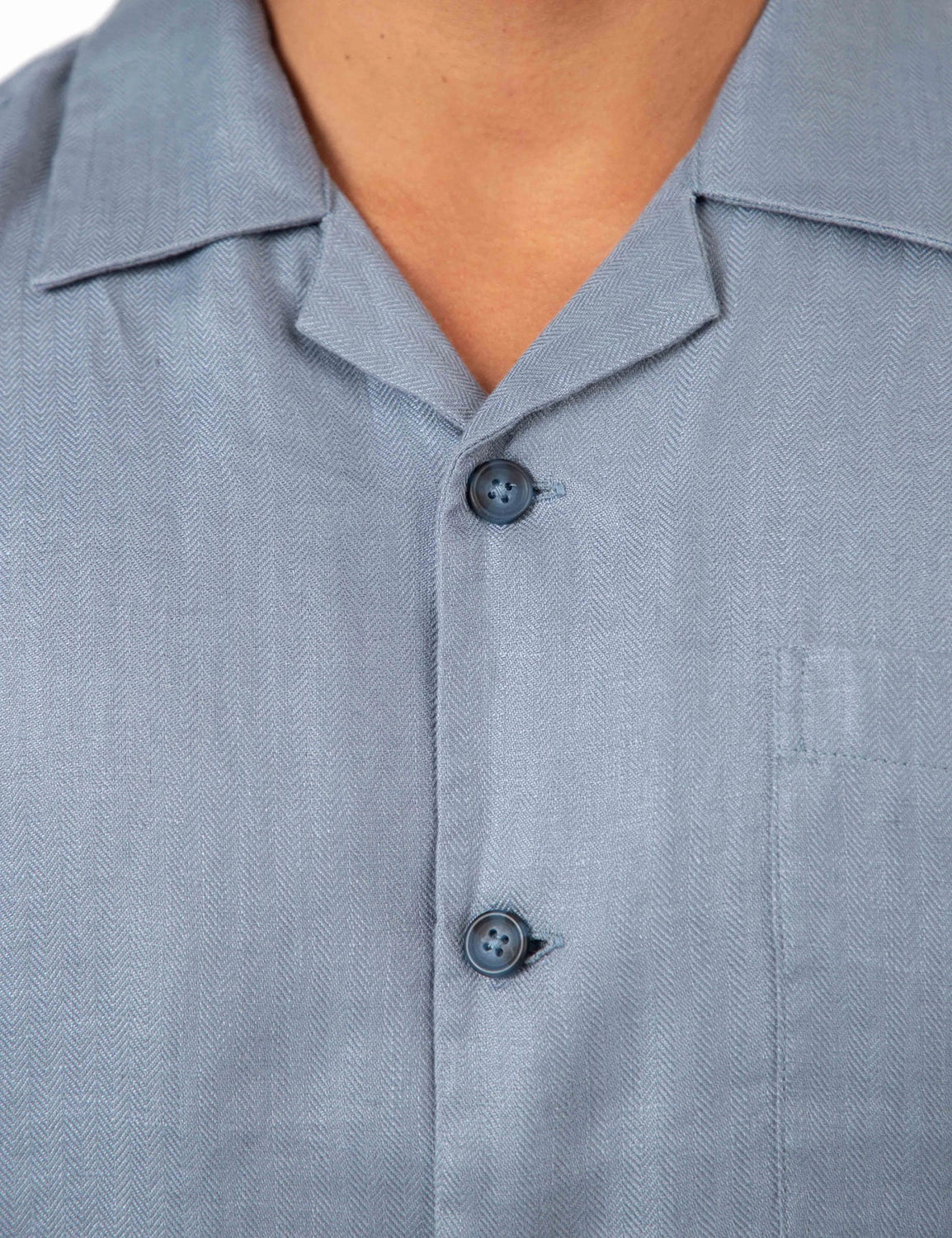 MR SIMPLE SHORE CUBAN S/S LINEN HERRINGBONE SHIRT M043409