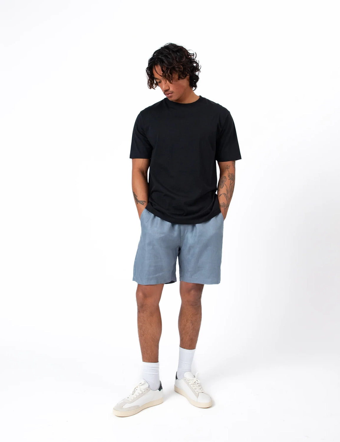 MR SIMPLE BURBANK LINEN HERRINGBONE SHORT M103716