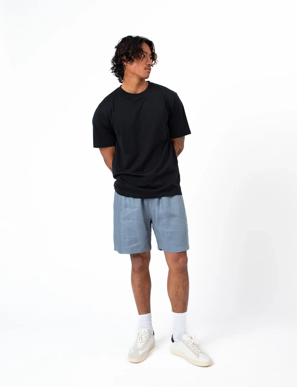 MR SIMPLE BURBANK LINEN HERRINGBONE SHORT M103716