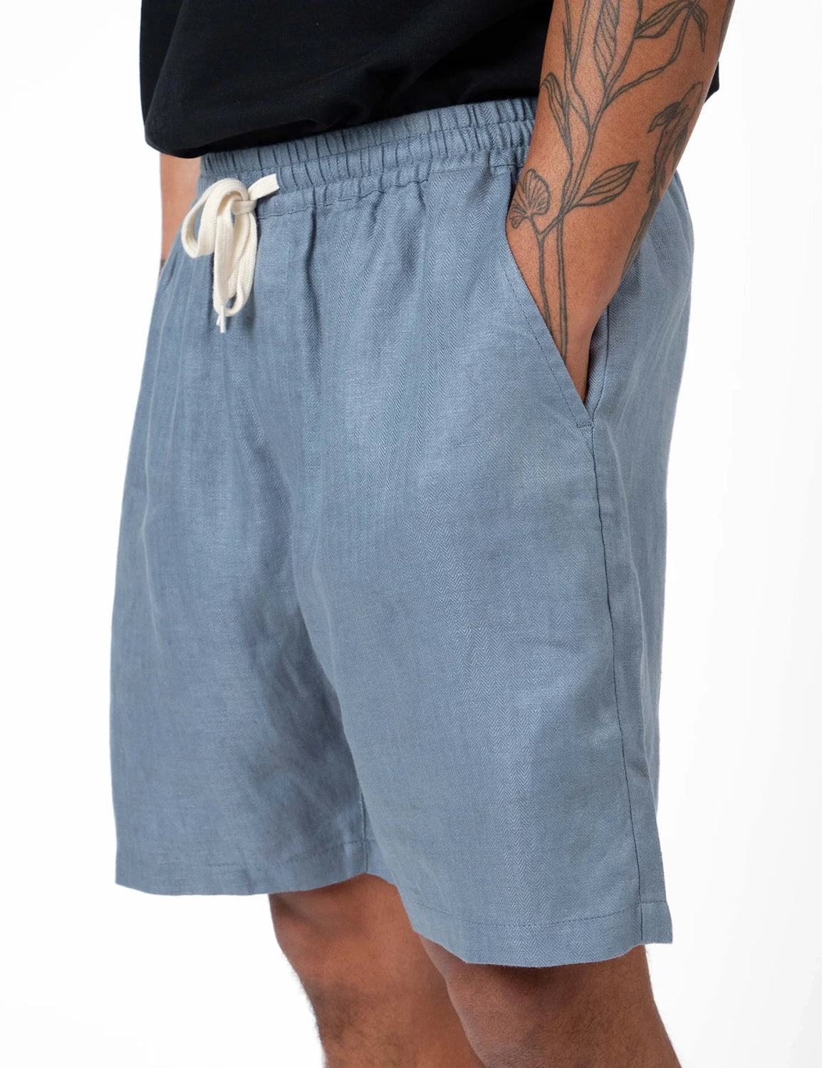 MR SIMPLE BURBANK LINEN HERRINGBONE SHORT M103716