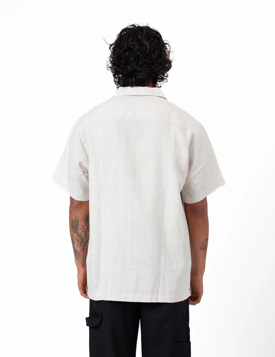 MR SIMPLE HUCK EMBROIDERED LINEN S/S SHIRT M043810