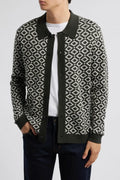 NN07 THOR JACQUARD PATTERN L/S POLO CARDIGAN 6584